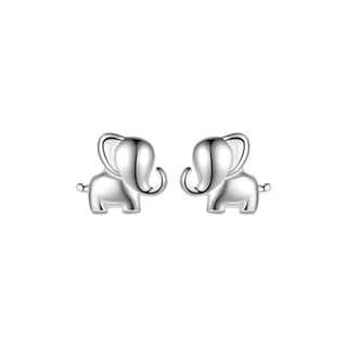 Silver Mini Elephant Ball Back Stud Earrings