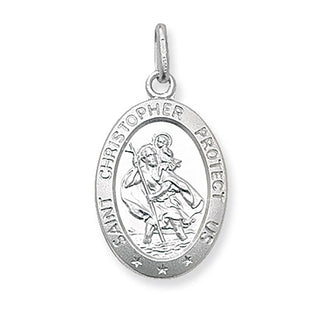 Silver Small Oval St. Christopher