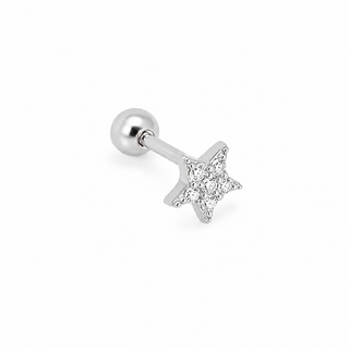 Silver Sparkle Star CZ Cartilage Stud
