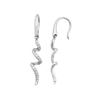 Silver CZ Spiral Drop Earrings