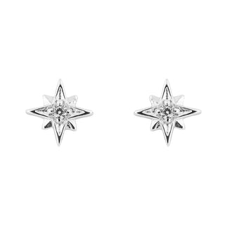 Silver Starburst CZ Stud Earrings