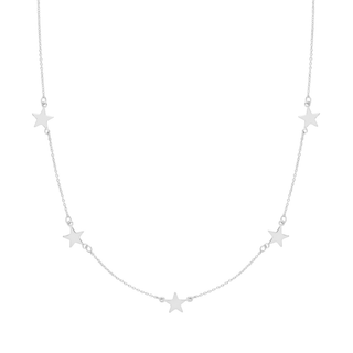 Silver star necklace on a white background