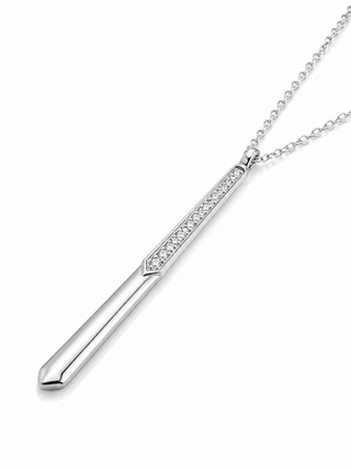 Silver necklace with a pendant on a white background