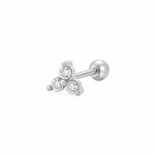 Silver Trefoil CZ Cartilage Stud