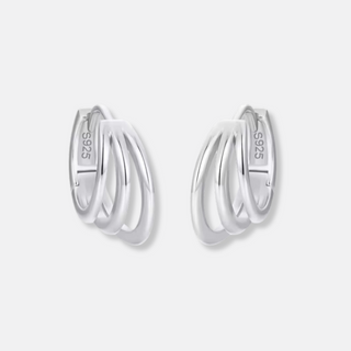 Silver Triple Hoop Illusion Hoop Earrings