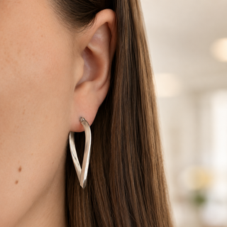 Silver Wave Knife Edge Hoop Earrings