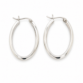 Silver Wave Knife Edge Hoop Earrings