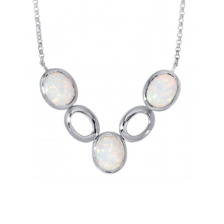 silver opal fanct link necklace