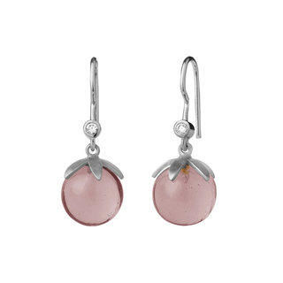 Silver Pink Magic Crystal Drop Earrings