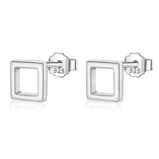 Silver Open Square Stud Earrings