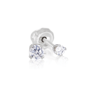 Stainless Steel 2mm CZ Piercing Earrings