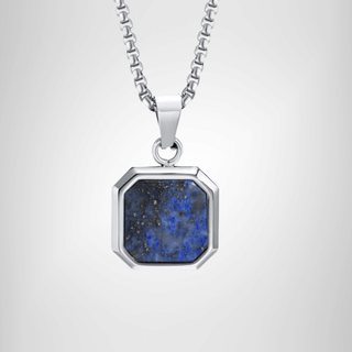 Stainless Steel Lapis Geometric Necklace