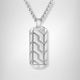 Stainless Steel Tyre Effect Dog Tag Necklace