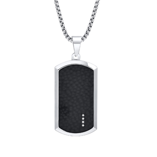 Stainless Steel Hammered Black Ripple Dog Tag Necklace
