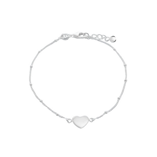 Silver Beaded Heart Bracelet