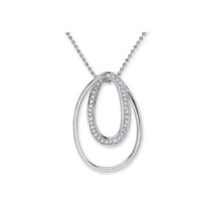 Sterling Silver Oval CZ Pendant