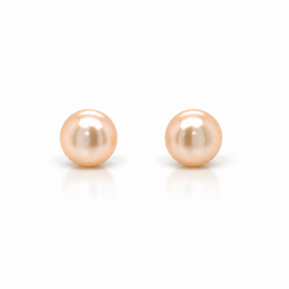 a pair of 10mm peach toned freshwater pearl stud earrings