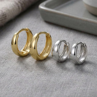 Silver 8mm Tapered Wide Huggie Hoops