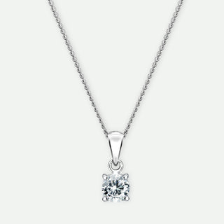 White Gold necklace with a diamond pendant on a white background