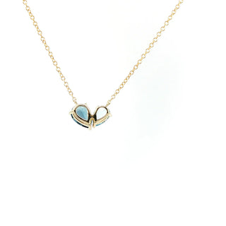 9ct Yellow Gold Toi et Moi Blue Topaz Necklace