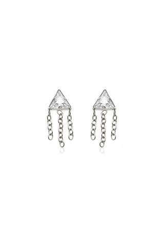 BFF Titanium Crystal Trillion Chain Flat Back Stud Earrings