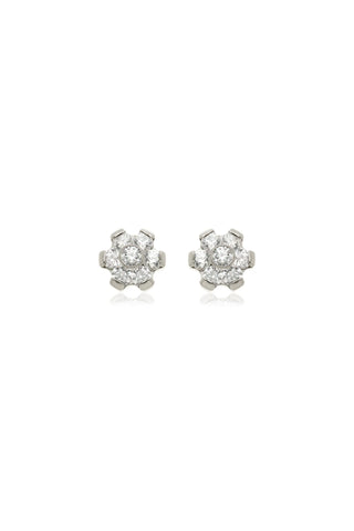 BFF Titanium Crystal Flower Flat Back Stud Earrings