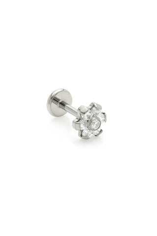 BFF Titanium Crystal Flower Flat Back Stud Earrings