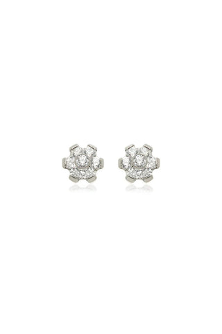 BFF Titanium Crystal Flower Flat Back Stud Earrings