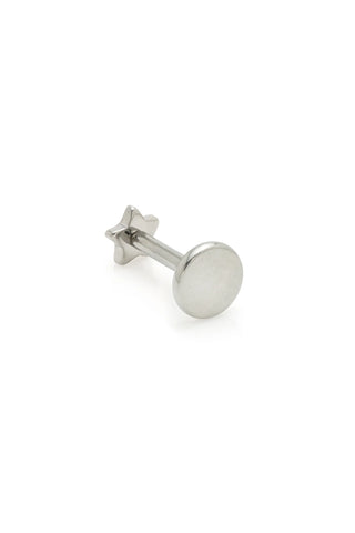 Silver stud earring on a white background