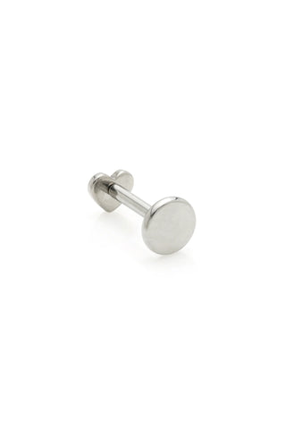 Silver stud earring on a white background