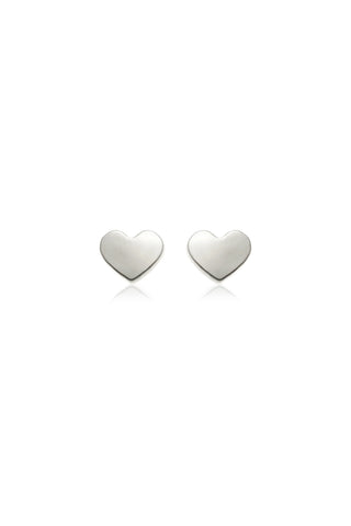 Heart-shaped silver earrings on a white background