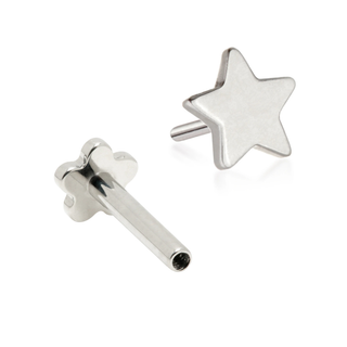 14ct White Gold Star Internal Thread Flat Back Stud
