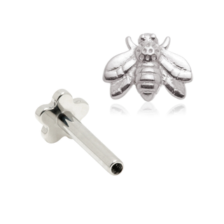 14ct White Gold Bee Internal Thread Flat Back Stud