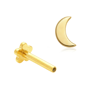 14ct Yellow Gold Moon Internal Thread Flat Back Stud