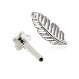 14ct White Gold Feather Internal Thread Flat Back Stud