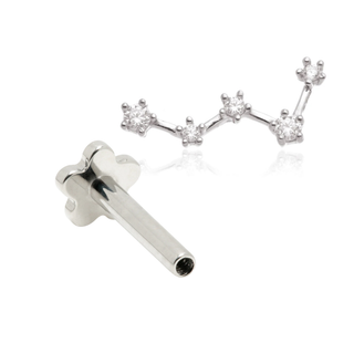 14ct White Gold Constellation Internal Thread Flat Back Stud