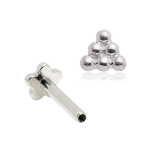 14ct White Gold Triangle Ball Internal Thread Flat Back Stud