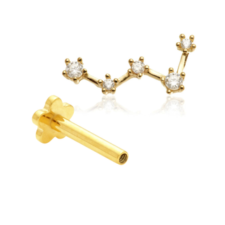 14ct Yellow Gold Constellation Internal Thread Flat Back Stud
