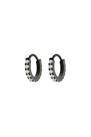 Cara Black Titanium Pavé Hoop Earrings