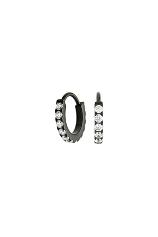 Cara Black Titanium 8mm Pavé Hoop Earrings
