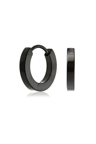 Leah Black Titanium 8mm Plain Huggie Hoop Earrings