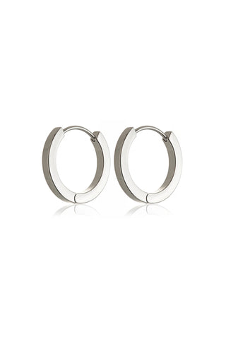 Leah Platinum Titanium Plain Hoop Earrings