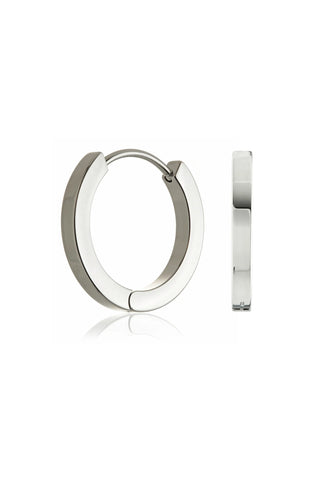 Leah Platinum Titanium 12mm Plain Hoop Earrings