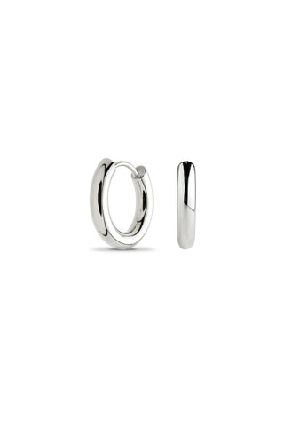 Platinum Titanium Classic 10mm Plain Hoop Earrings