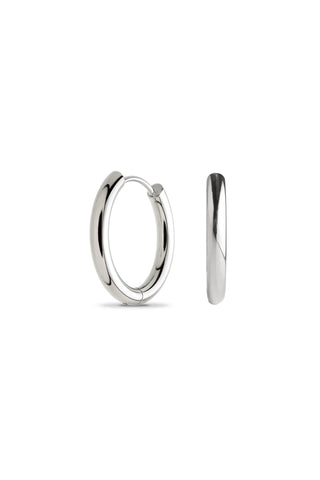 Silver hoop earrings on a white background
