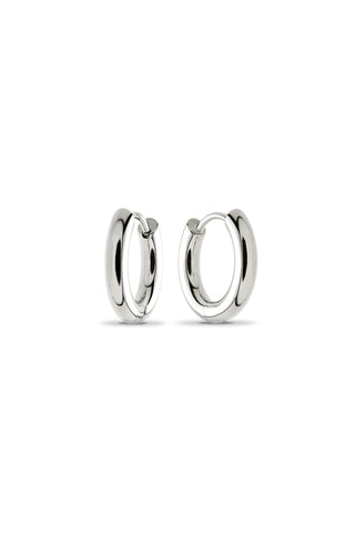 Platinum Titanium Classic 10mm Plain Hoop Earrings
