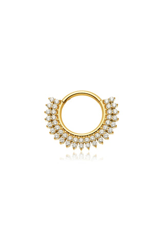 Gold nose ring with gemstones on a white background