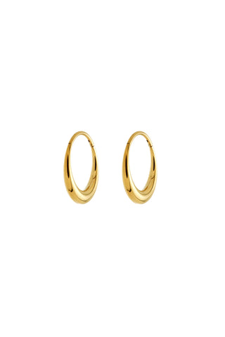 Gold hoop earrings on a white background