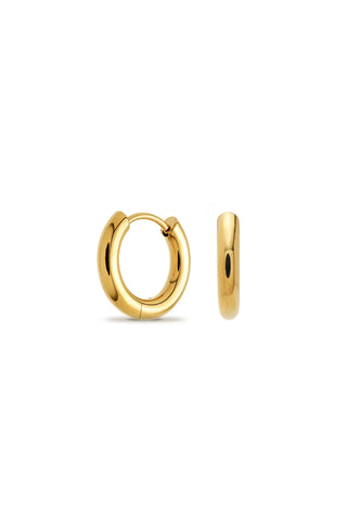 Gold hoop earrings on a white background