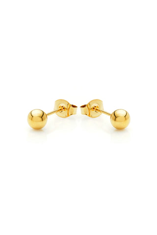 Gold Titanium Plain 5mm Ball Stud Earrings